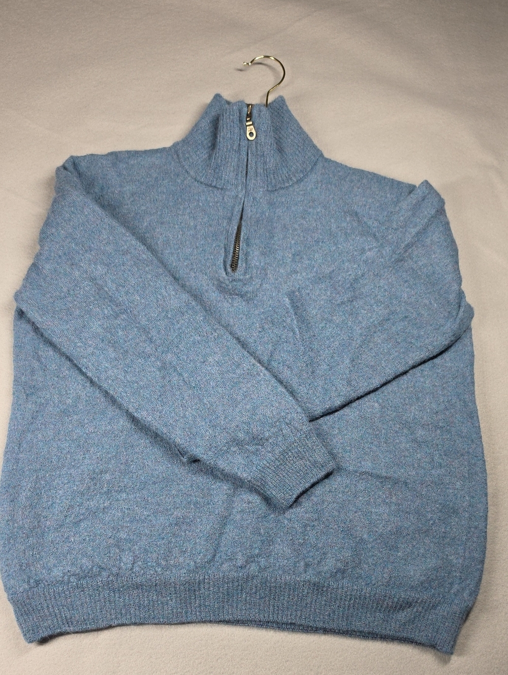Women's Baby Alpaca Half-Zip Funnel Neck Sweater - Light Blue